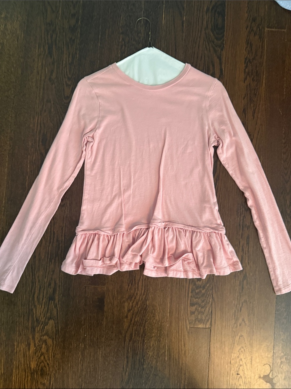Crewcuts Girls' Long-Sleeve Pink Ruffle Hem Top